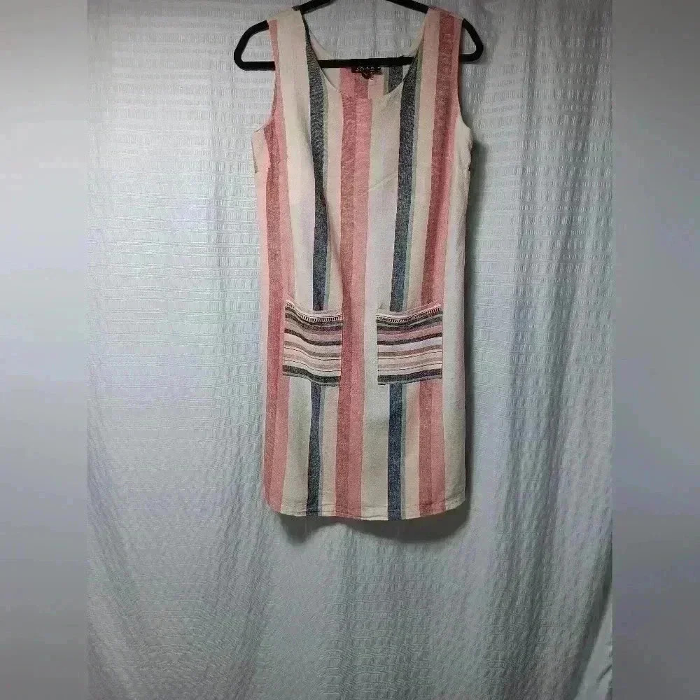 Charlie B Linen blend sleeveless Mini dress. Ladies size S